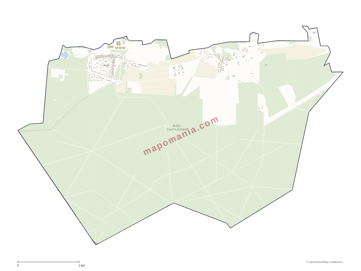 Carte de Avilly-Saint-Léonard à personnaliser