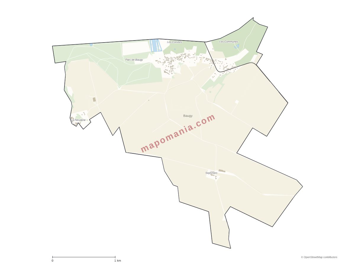 Carte de Baugy à personnaliser