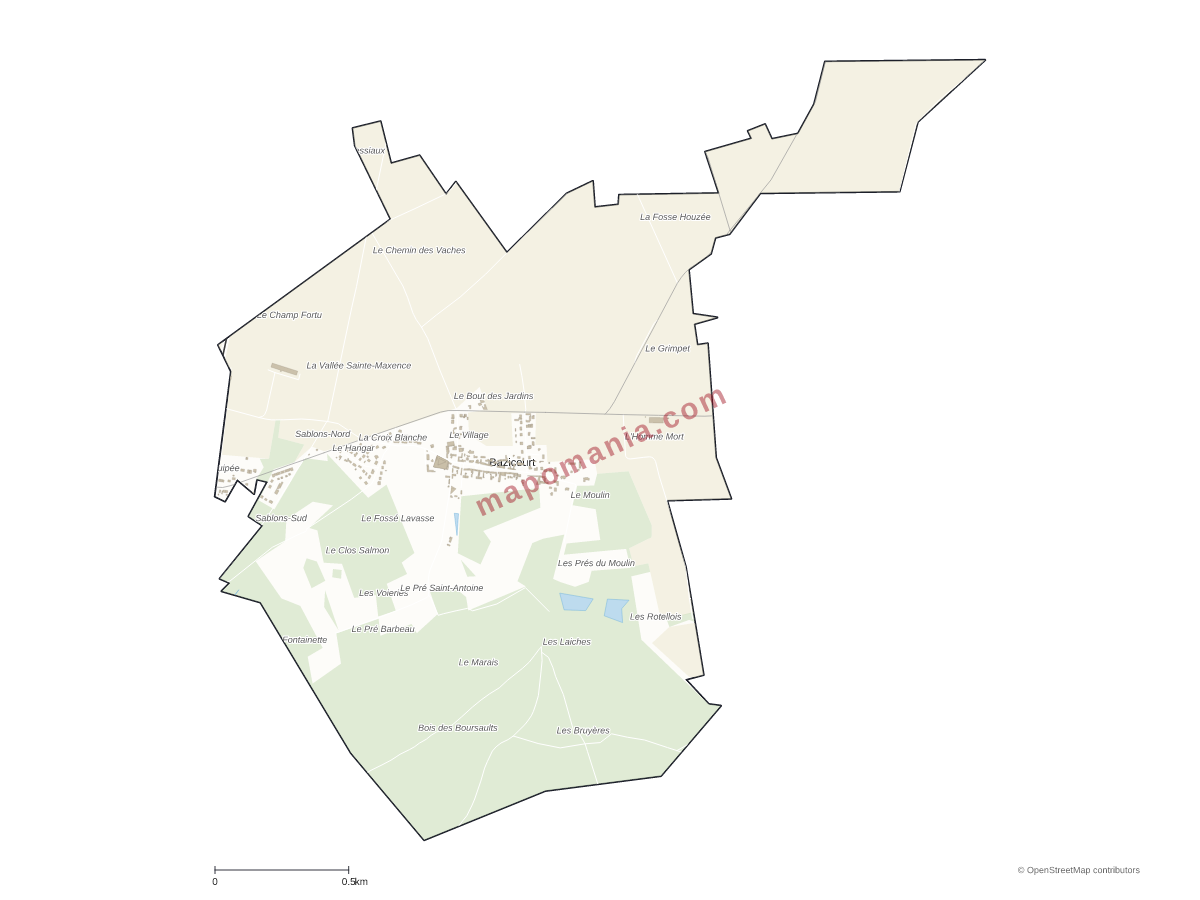 Carte de Bazicourt à personnaliser