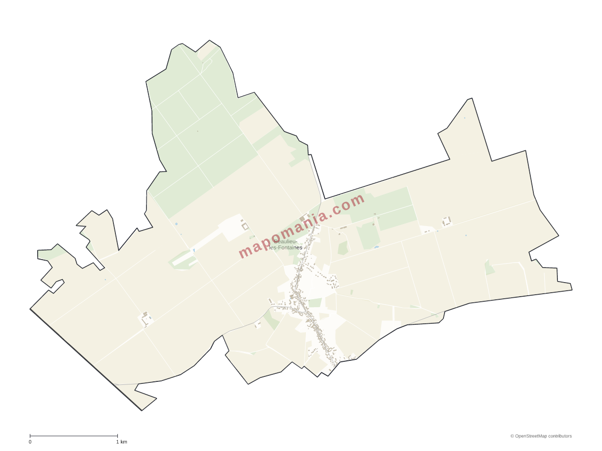 Carte de Beaulieu-les-Fontaines à personnaliser