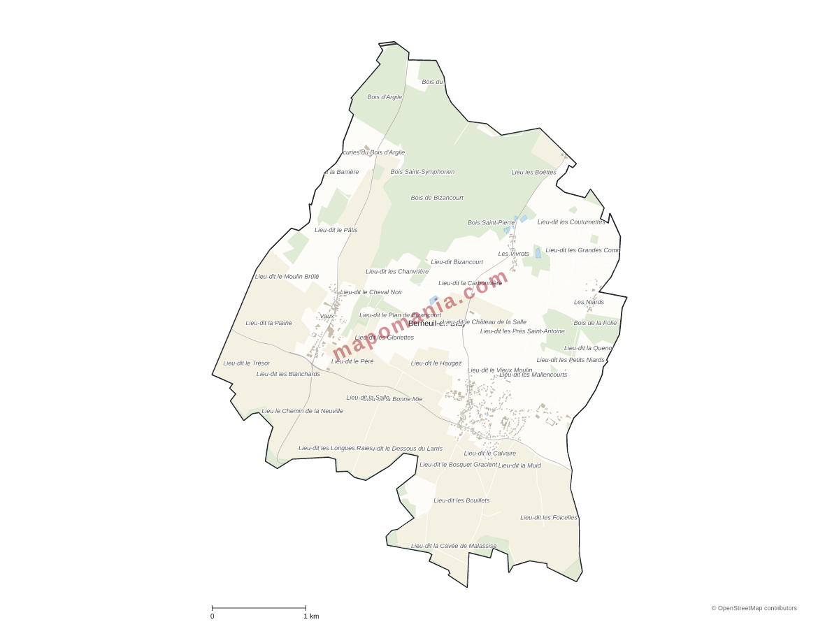 Carte de Berneuil-en-Bray à personnaliser