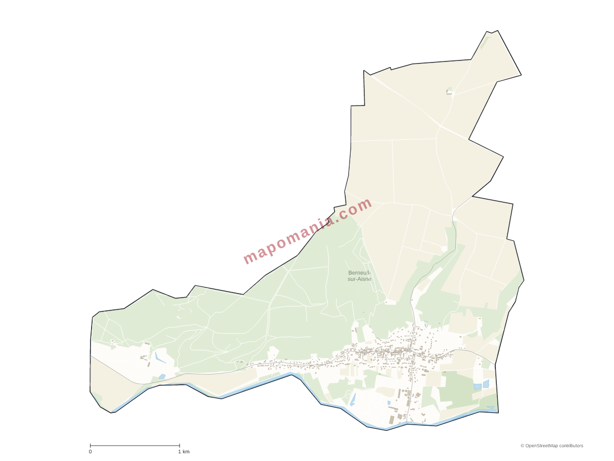 Carte de Berneuil-sur-Aisne à personnaliser