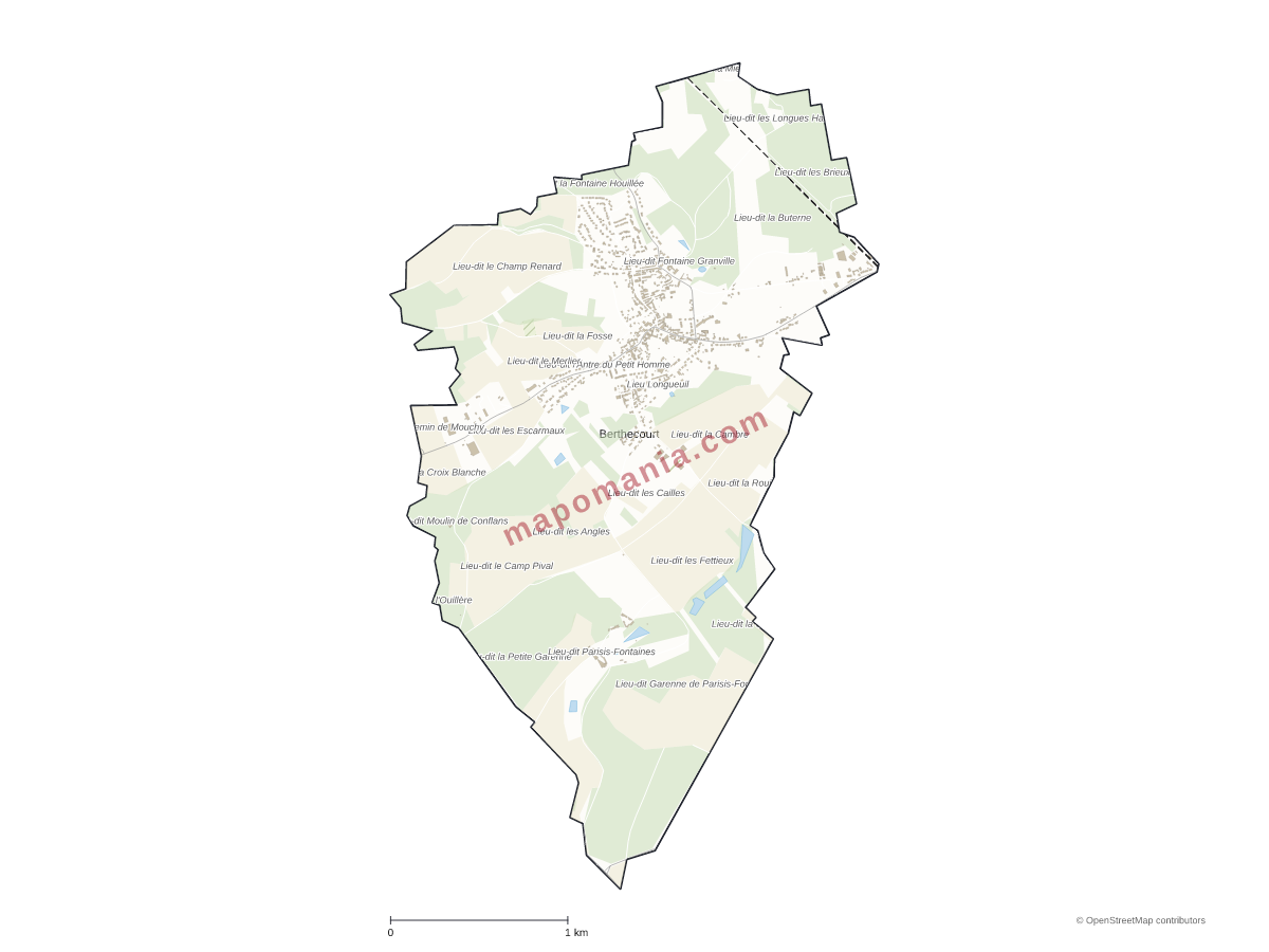 Carte de Berthecourt à personnaliser