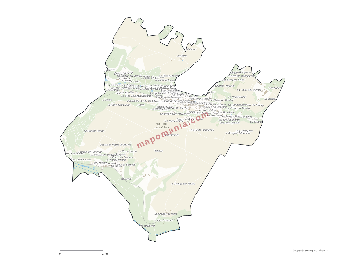 Carte de Bonneuil-en-Valois à personnaliser