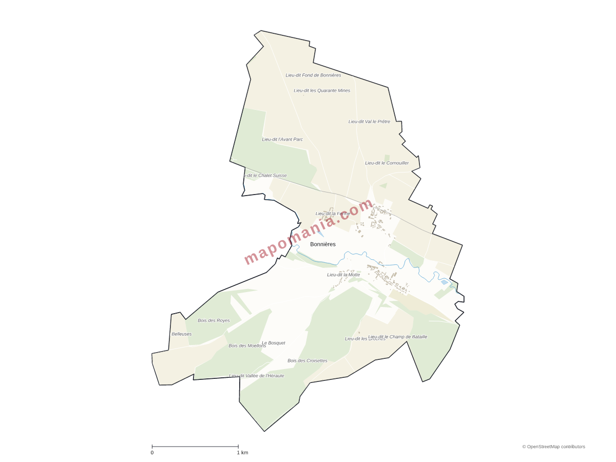 Carte de Bonnières à personnaliser