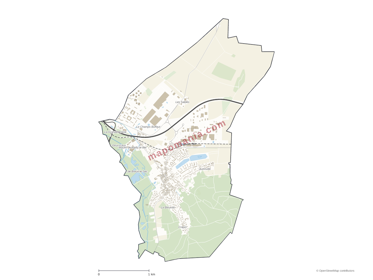 Carte de Breuil-le-Sec à personnaliser