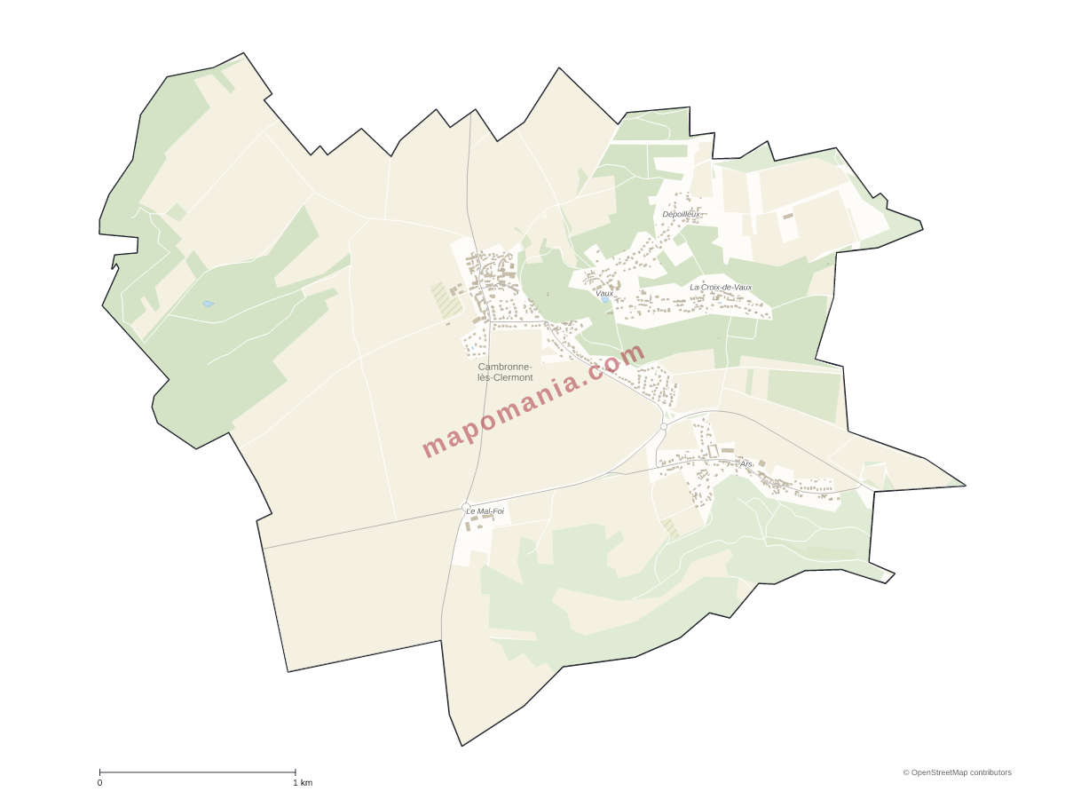 Carte de Cambronne-lès-Clermont à personnaliser