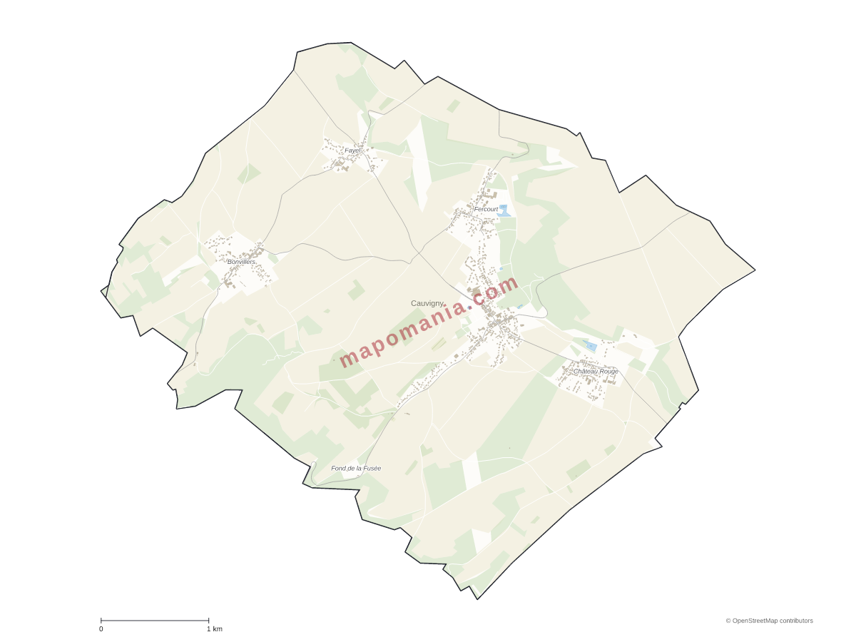 Carte de Cauvigny à personnaliser