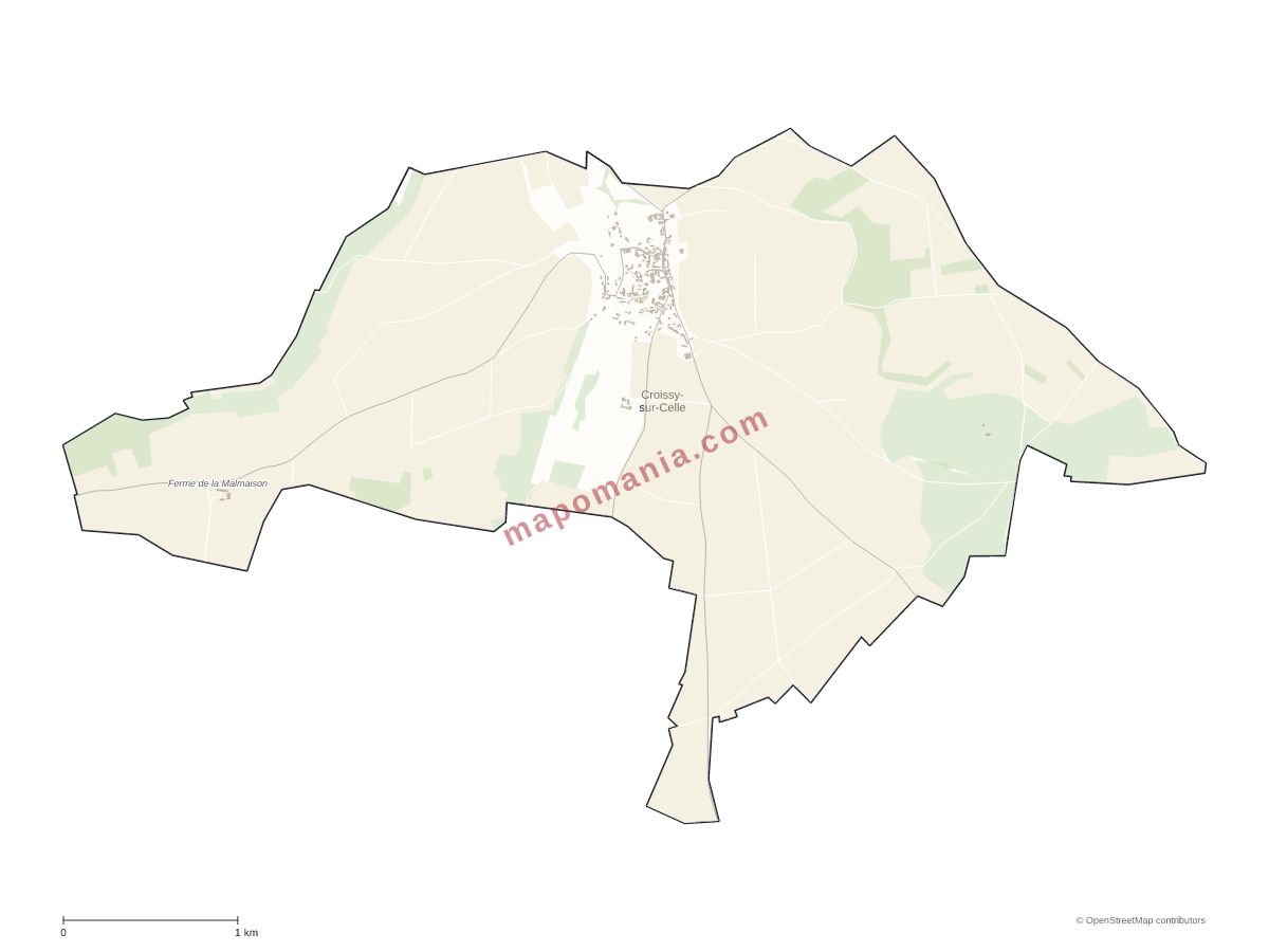 Carte de Croissy-sur-Celle à personnaliser