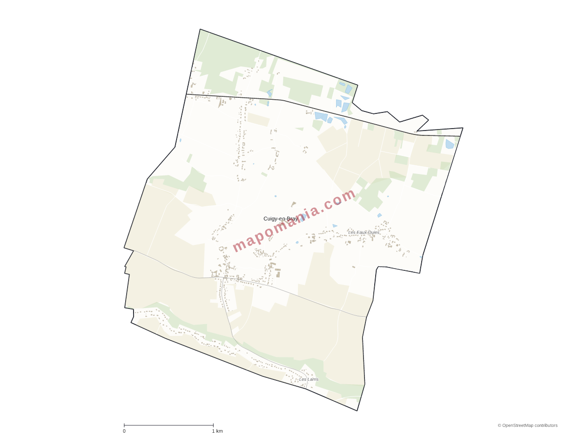 Carte de Cuigy-en-Bray à personnaliser