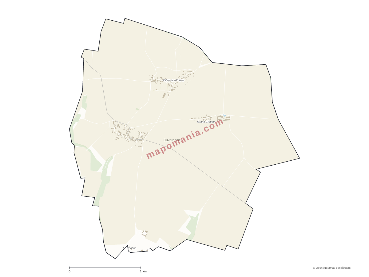 Carte de Cuvergnon à personnaliser