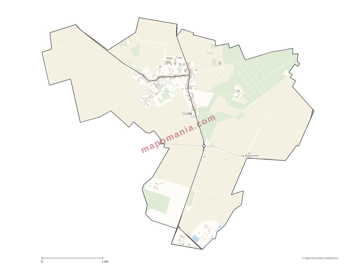 Carte de Cuvilly à personnaliser