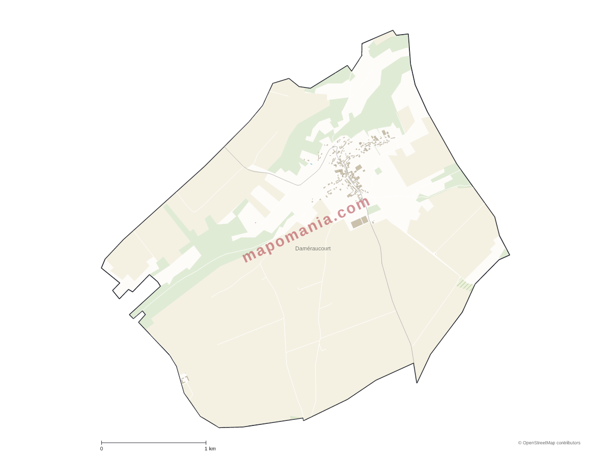 Carte de Daméraucourt à personnaliser