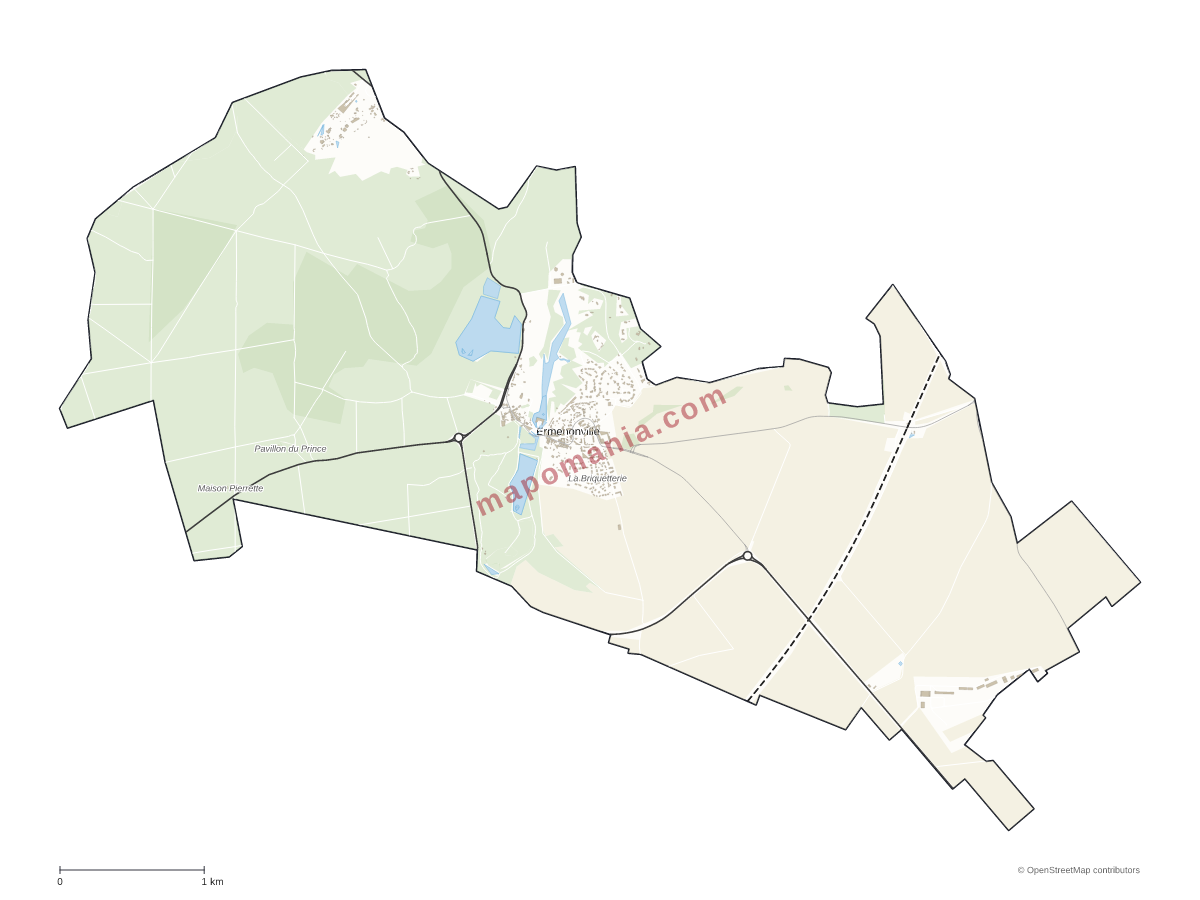 Carte de Ermenonville à personnaliser