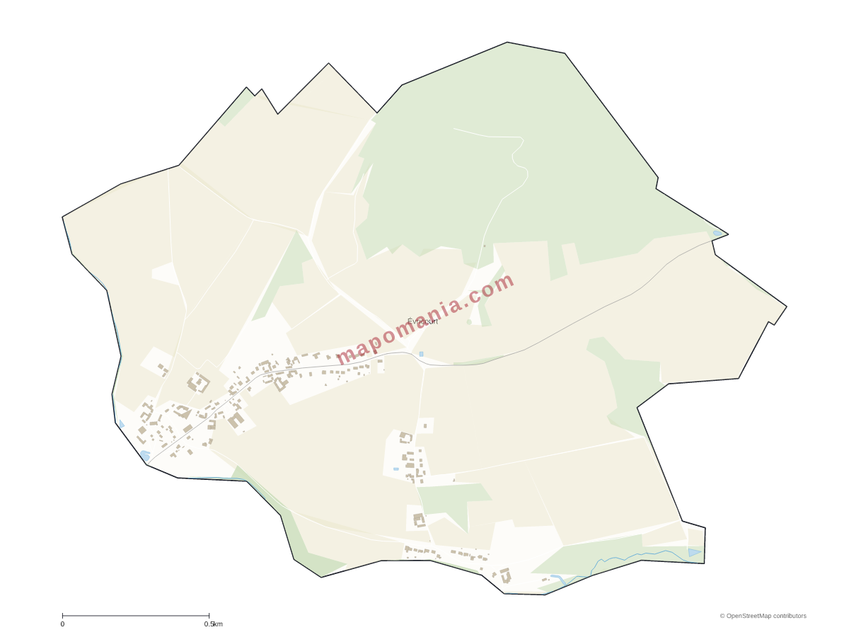 Carte de Évricourt à personnaliser