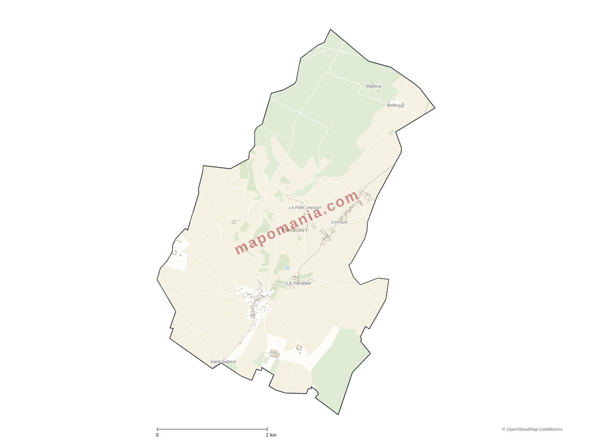 Carte de Flavacourt à personnaliser
