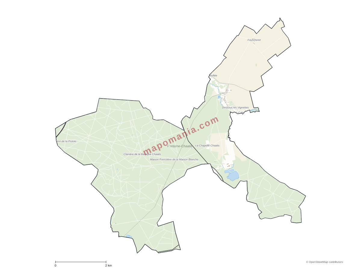 Carte de Fontaine-Chaalis à personnaliser