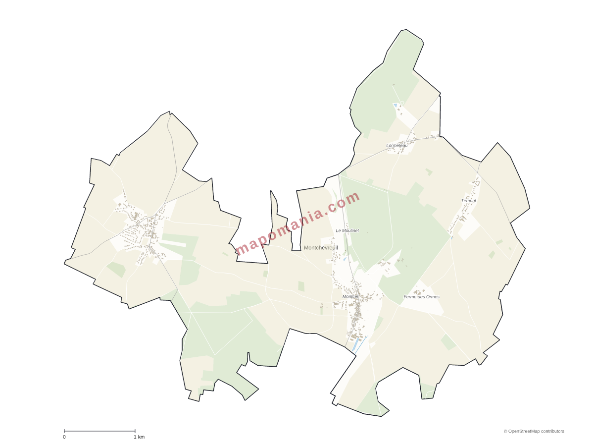 Carte de Montchevreuil à personnaliser