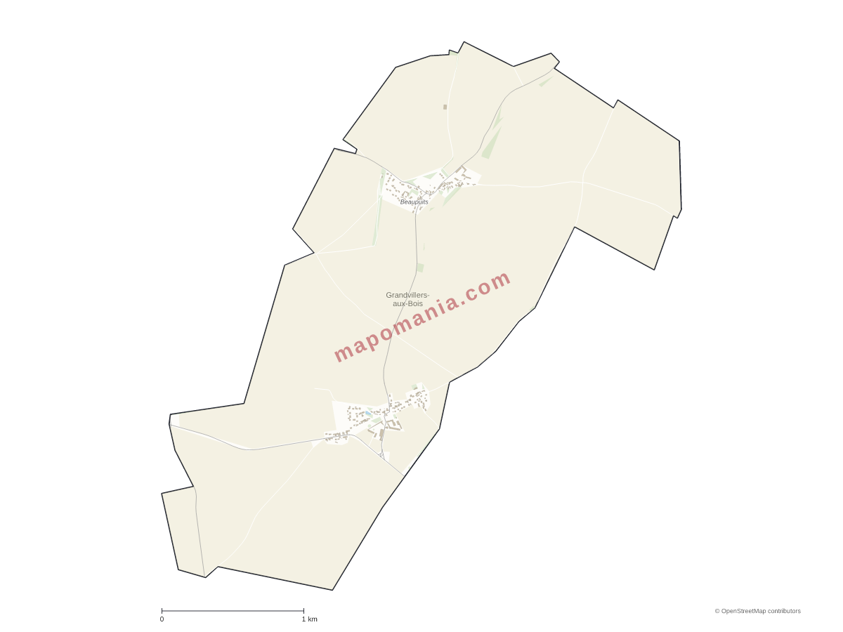 Carte de Grandvillers-aux-Bois à personnaliser