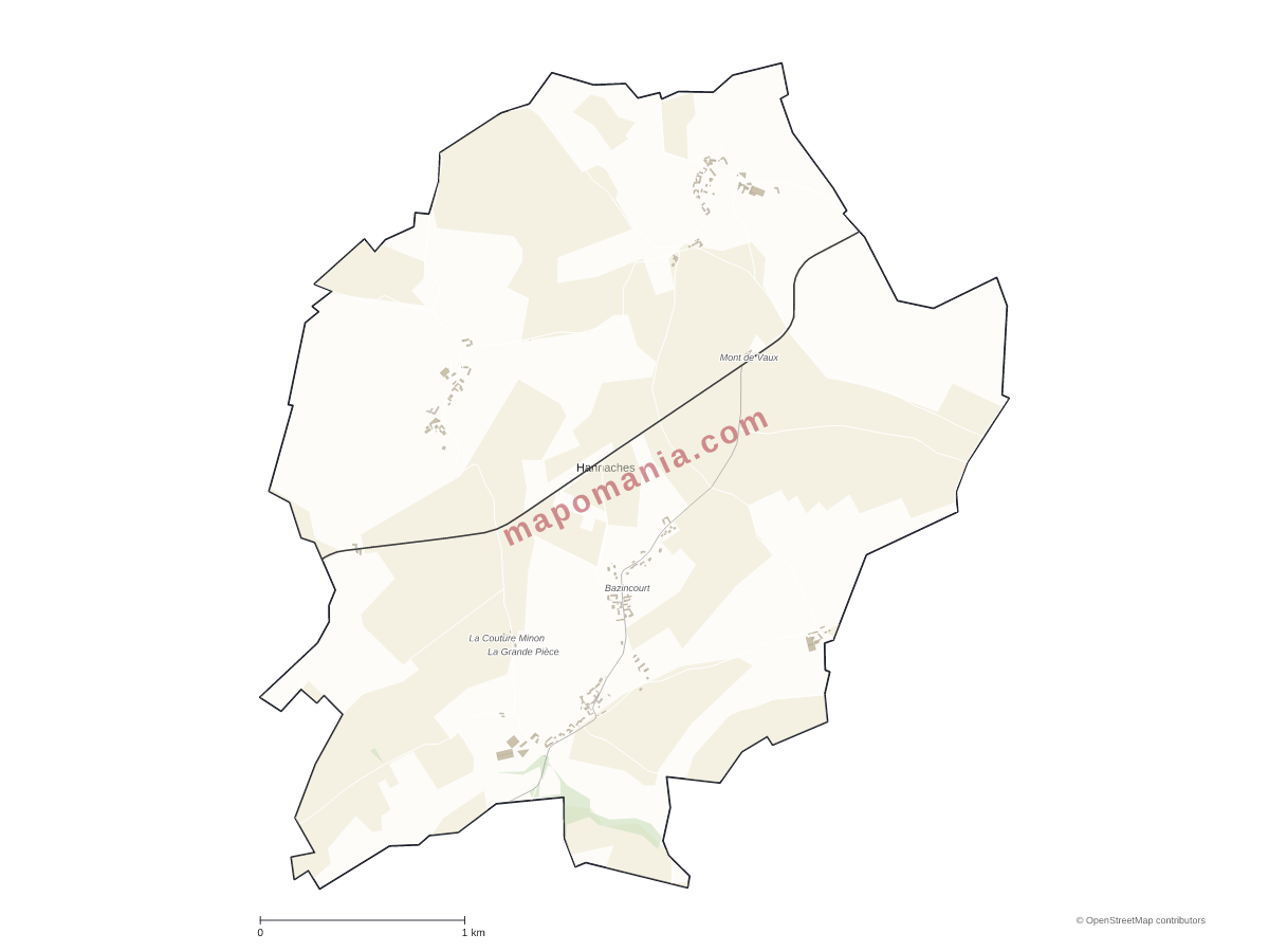 Carte de Hannaches à personnaliser