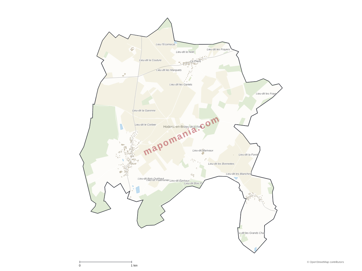 Carte de Hodenc-en-Bray à personnaliser