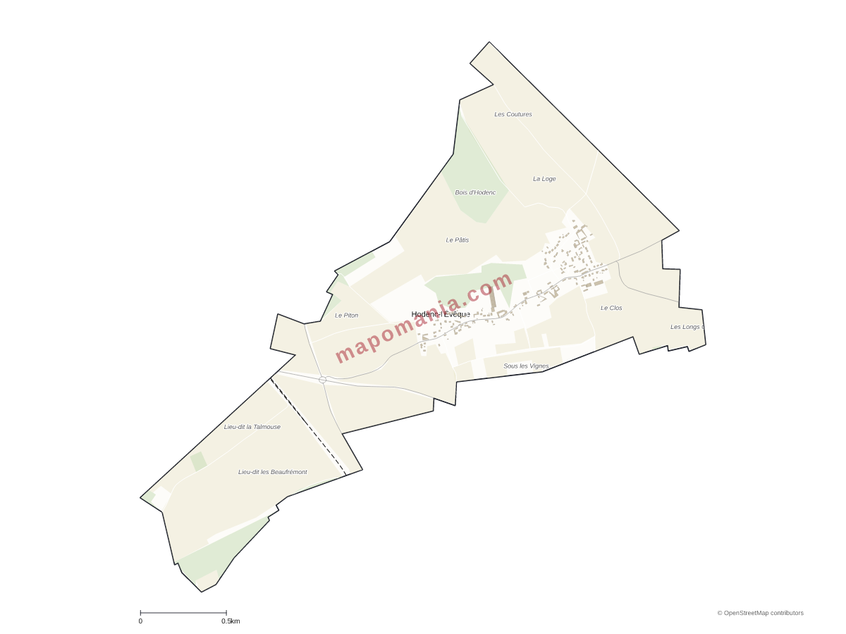 Carte de Hodenc-l'Évêque à personnaliser