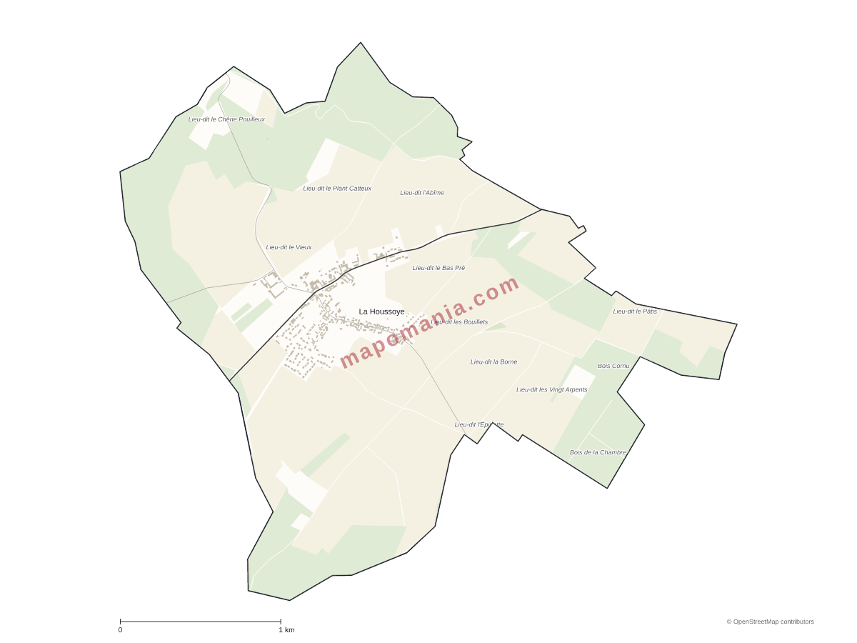 Carte de La Houssoye à personnaliser