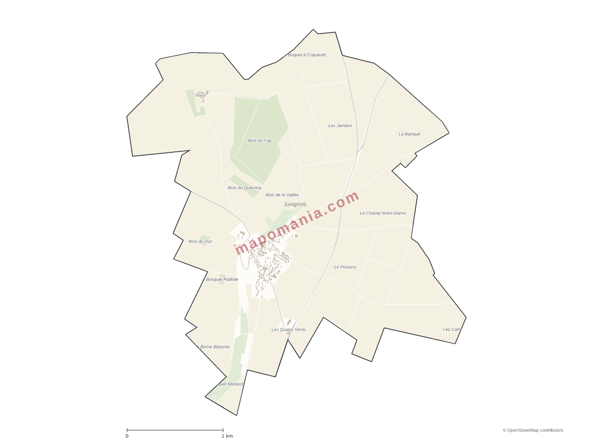 Carte de Juvignies à personnaliser