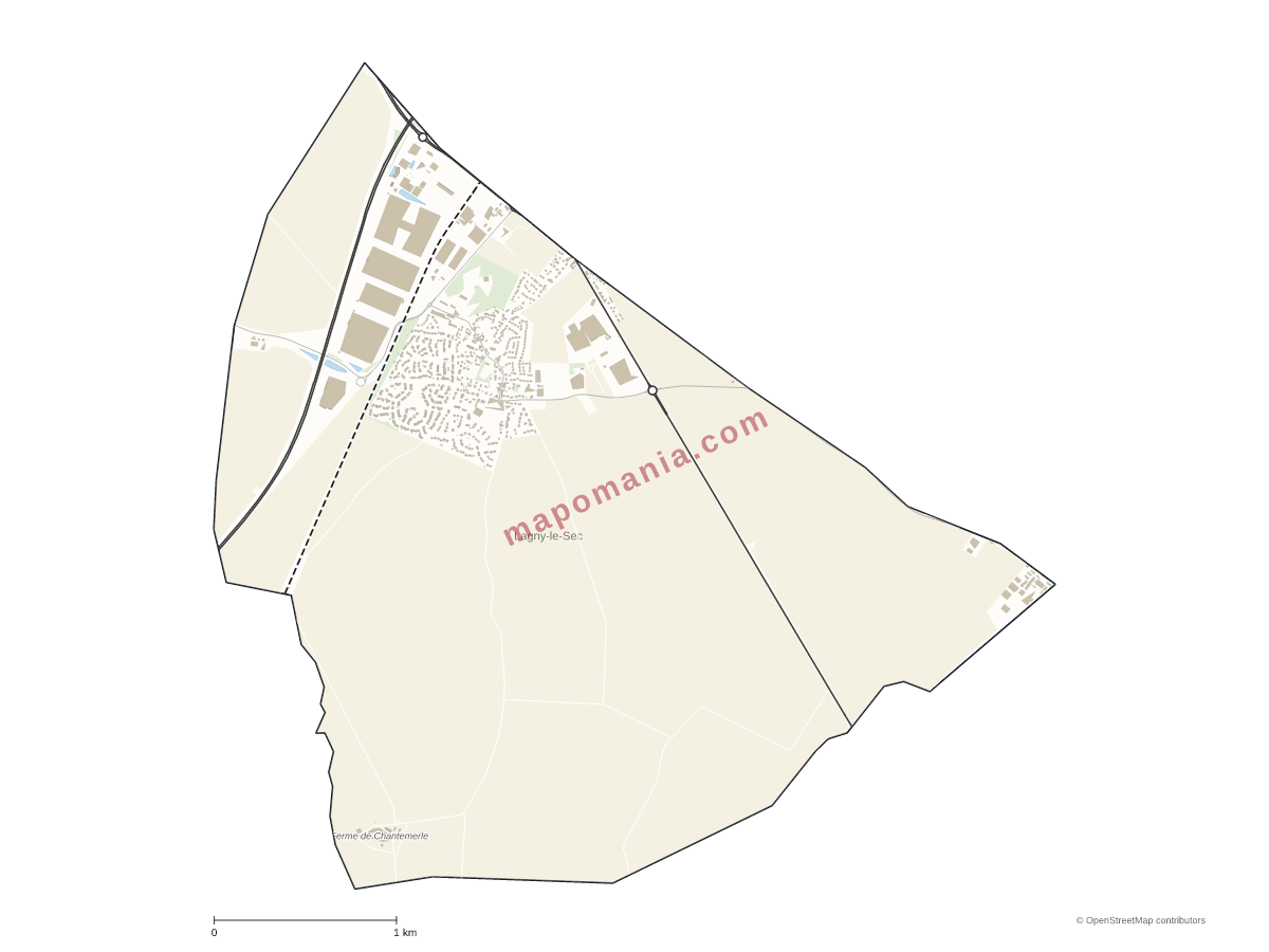 Carte de Lagny-le-Sec à personnaliser