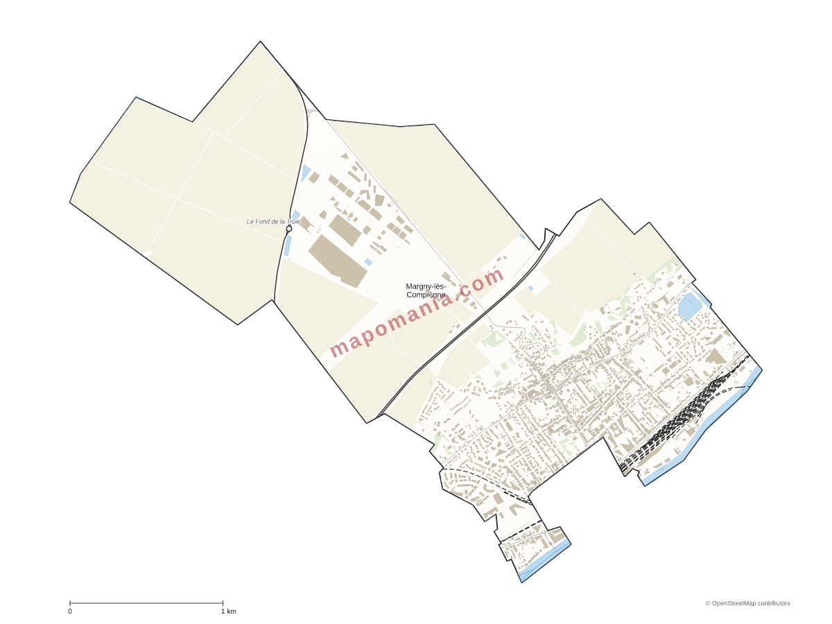 Carte de Margny-lès-Compiègne à personnaliser