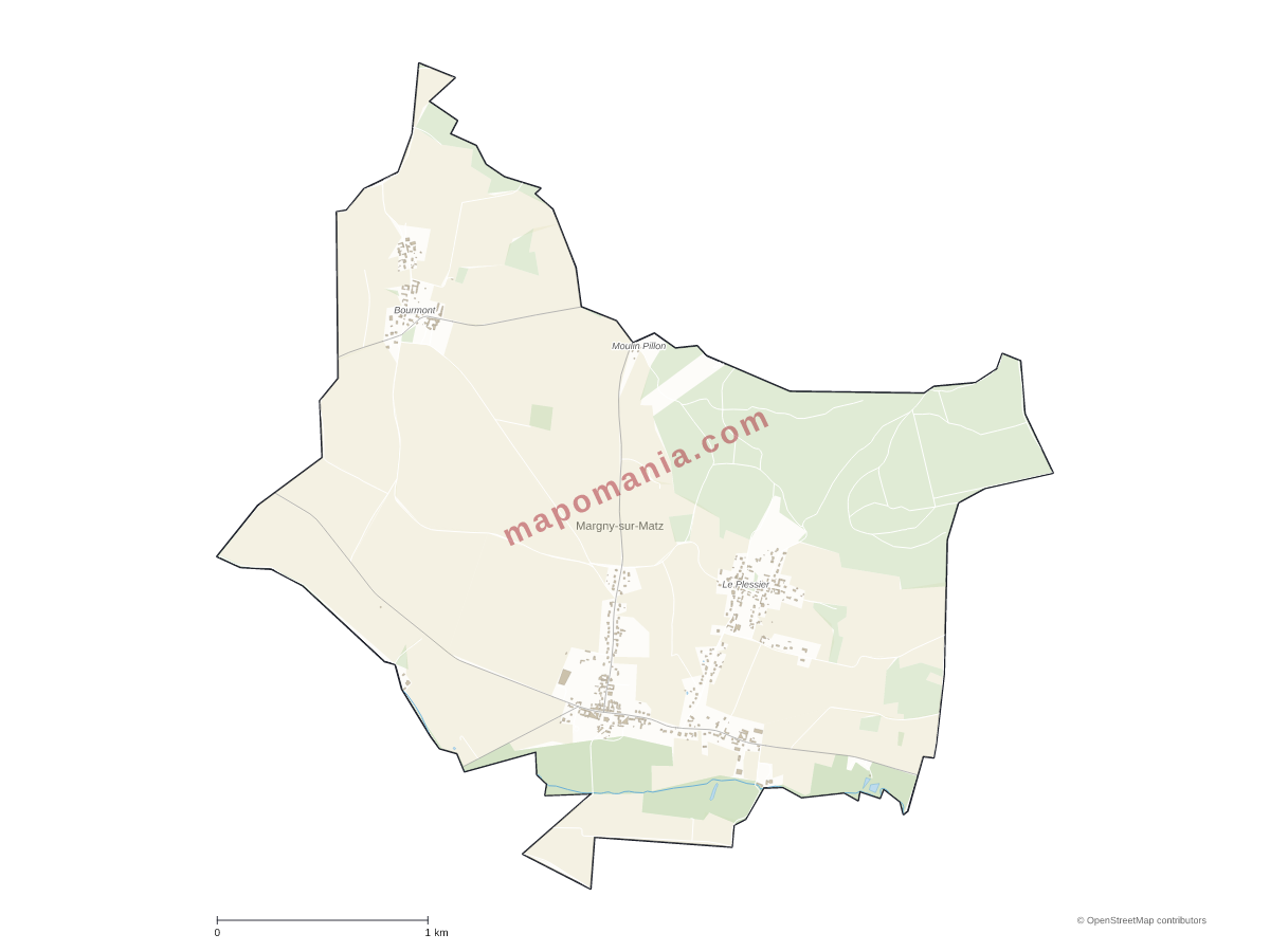 Carte de Margny-sur-Matz à personnaliser