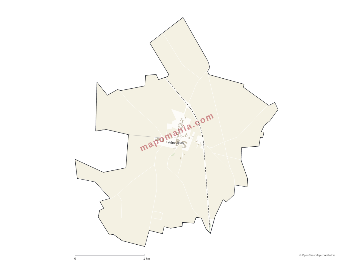 Carte de Ménévillers à personnaliser
