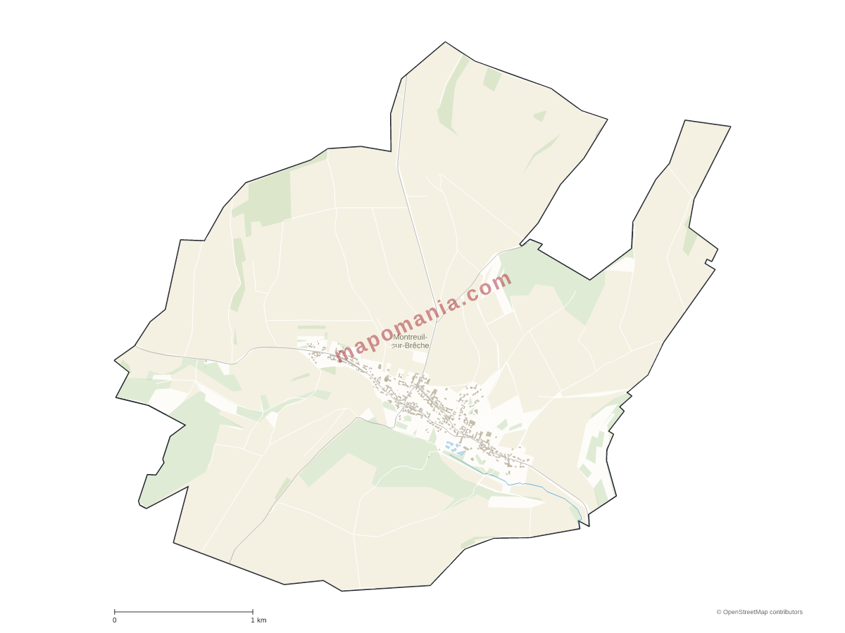 Carte de Montreuil-sur-Brêche à personnaliser