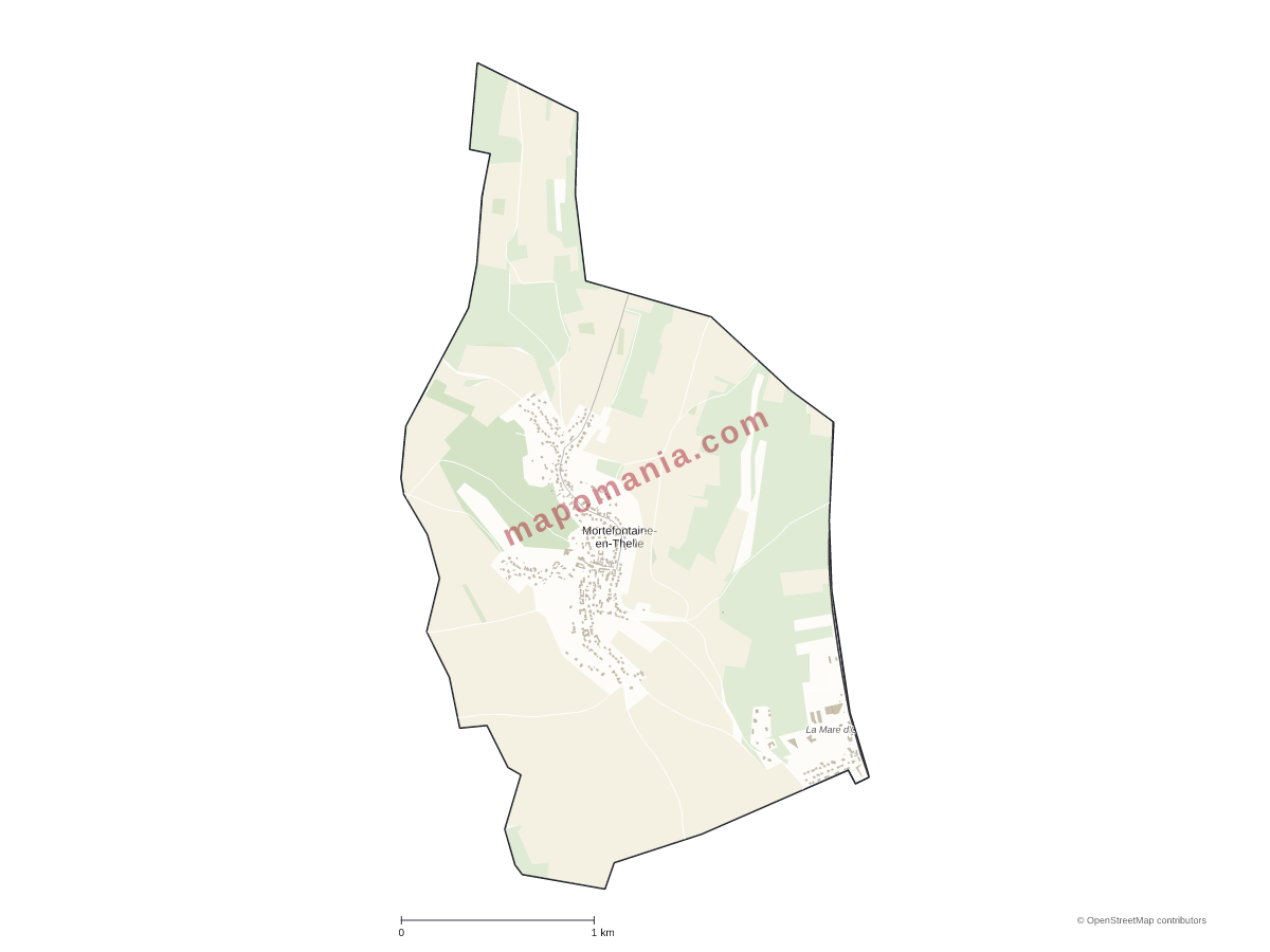 Carte de Mortefontaine-en-Thelle à personnaliser