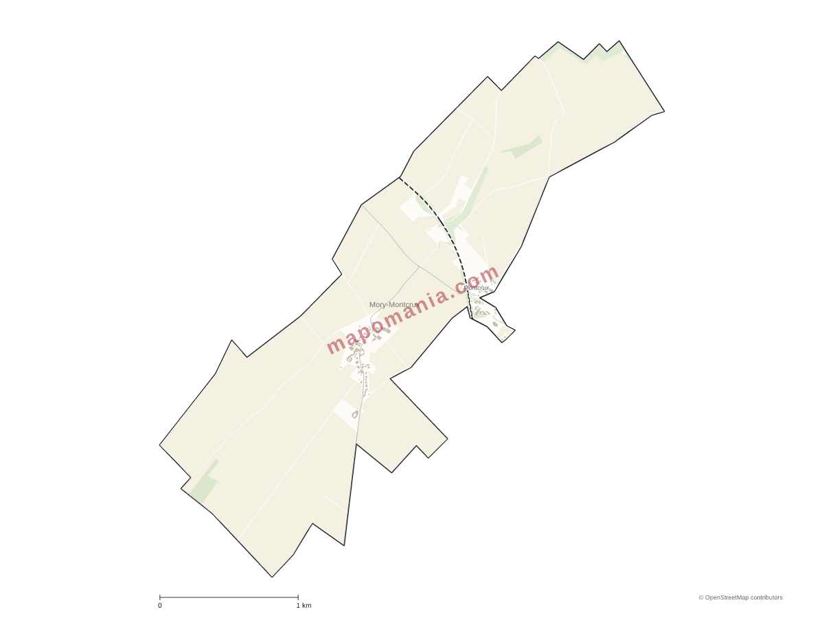 Carte de Mory-Montcrux à personnaliser