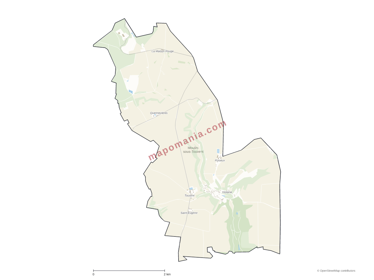 Carte de Moulin-sous-Touvent à personnaliser