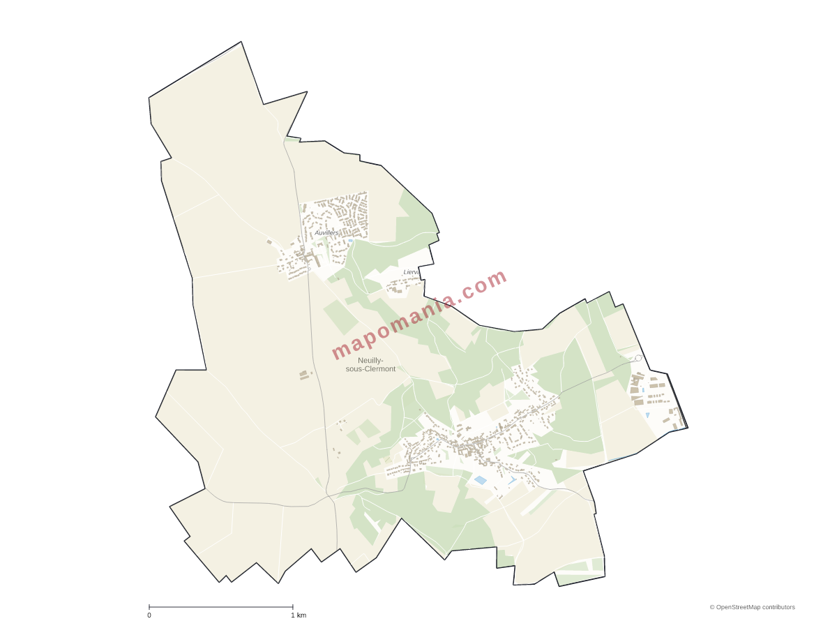 Carte de Neuilly-sous-Clermont à personnaliser