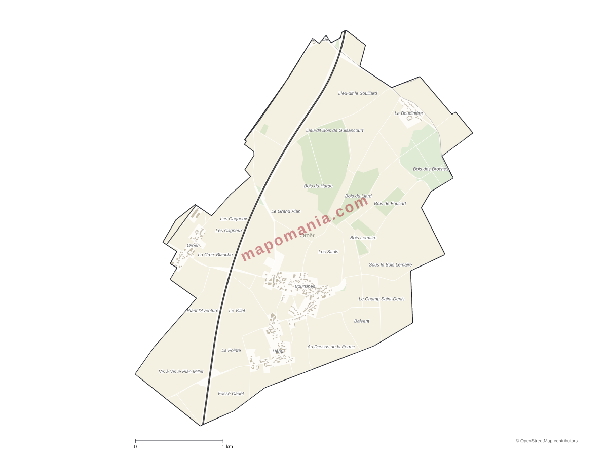 Carte de Oroër à personnaliser