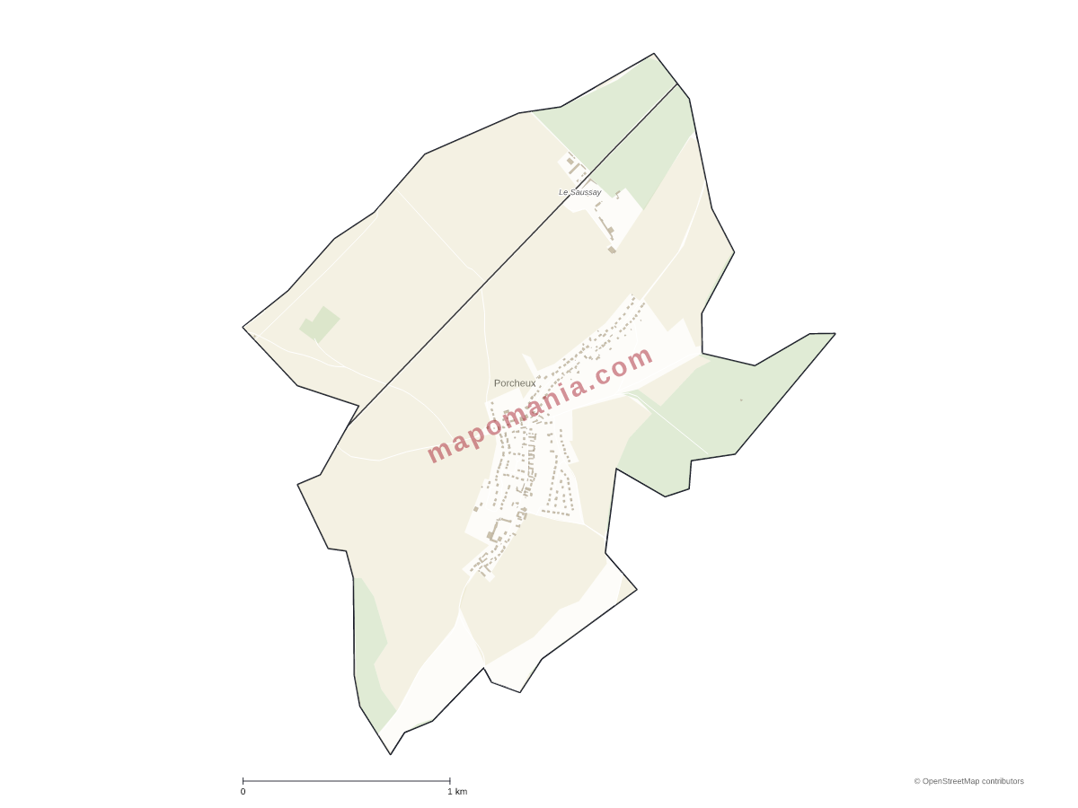 Carte de Porcheux à personnaliser