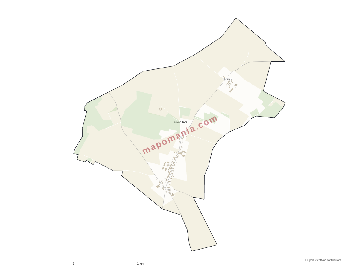 Carte de Prévillers à personnaliser