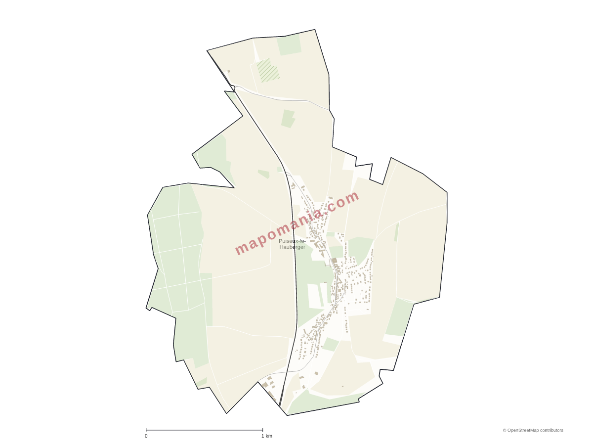 Carte de Puiseux-le-Hauberger à personnaliser