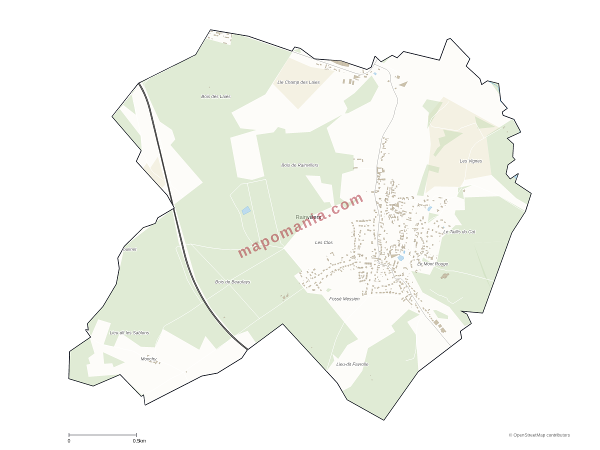 Carte de Rainvillers à personnaliser