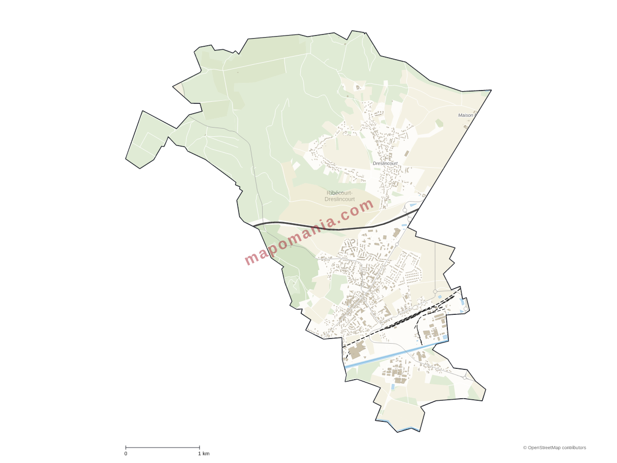 Carte de Ribécourt-Dreslincourt à personnaliser