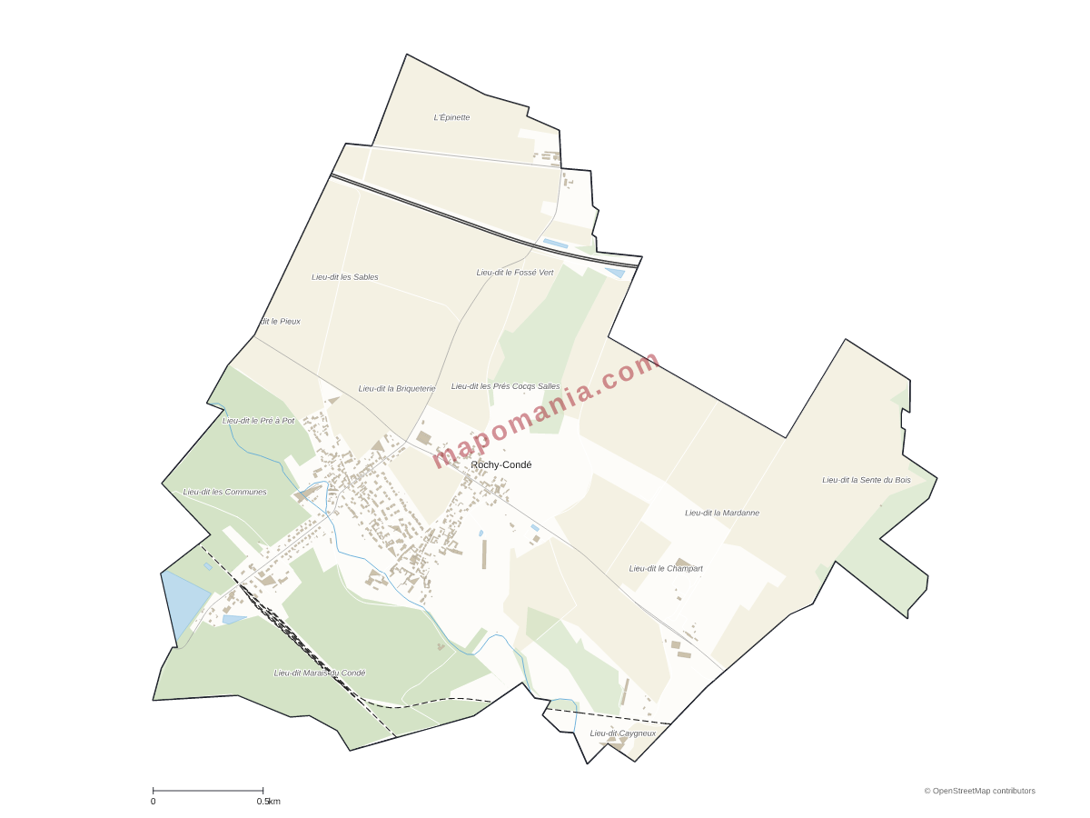 Carte de Rochy-Condé à personnaliser
