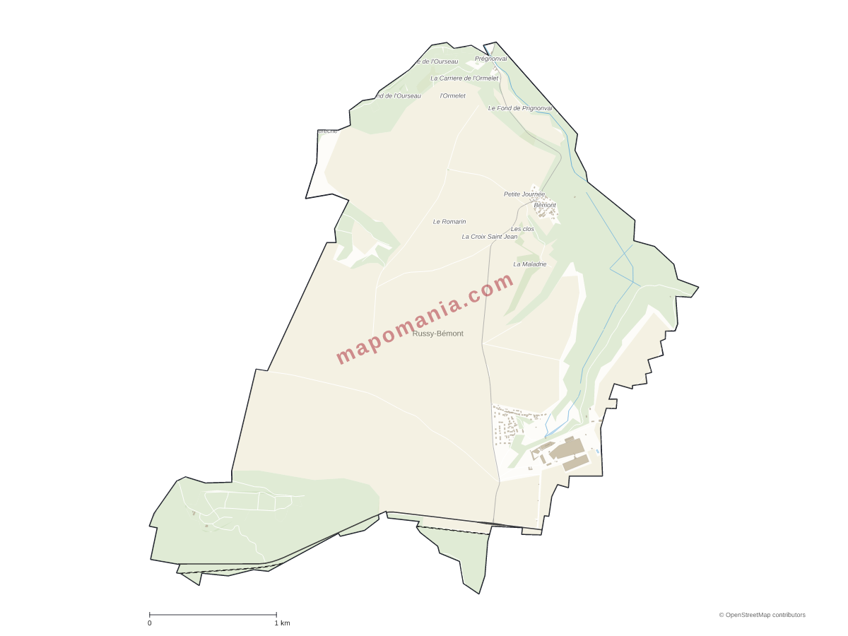 Carte de Russy-Bémont à personnaliser