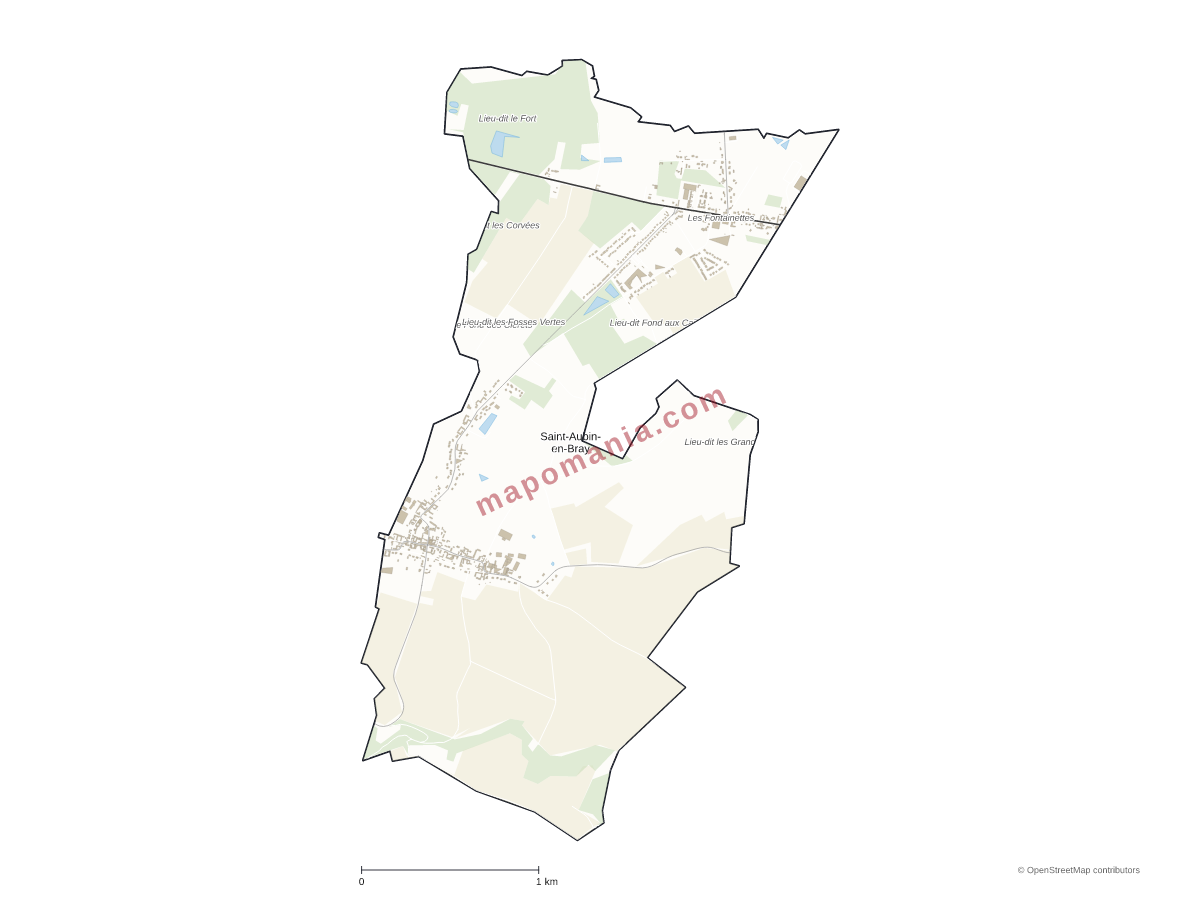 Carte de Saint-Aubin-en-Bray à personnaliser