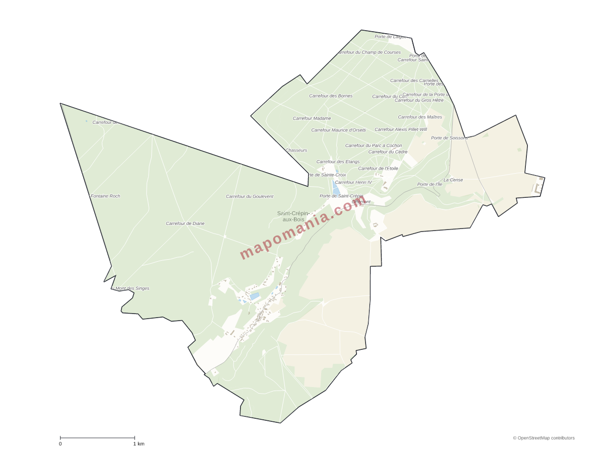 Carte de Saint-Crépin-aux-Bois à personnaliser