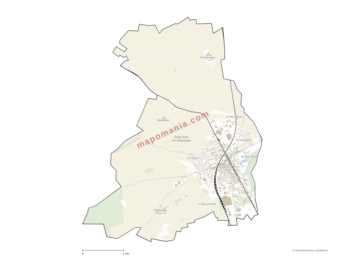 Carte de Saint-Just-en-Chaussée à personnaliser