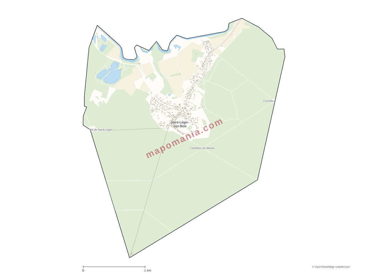 Carte de Saint-Léger-aux-Bois à personnaliser