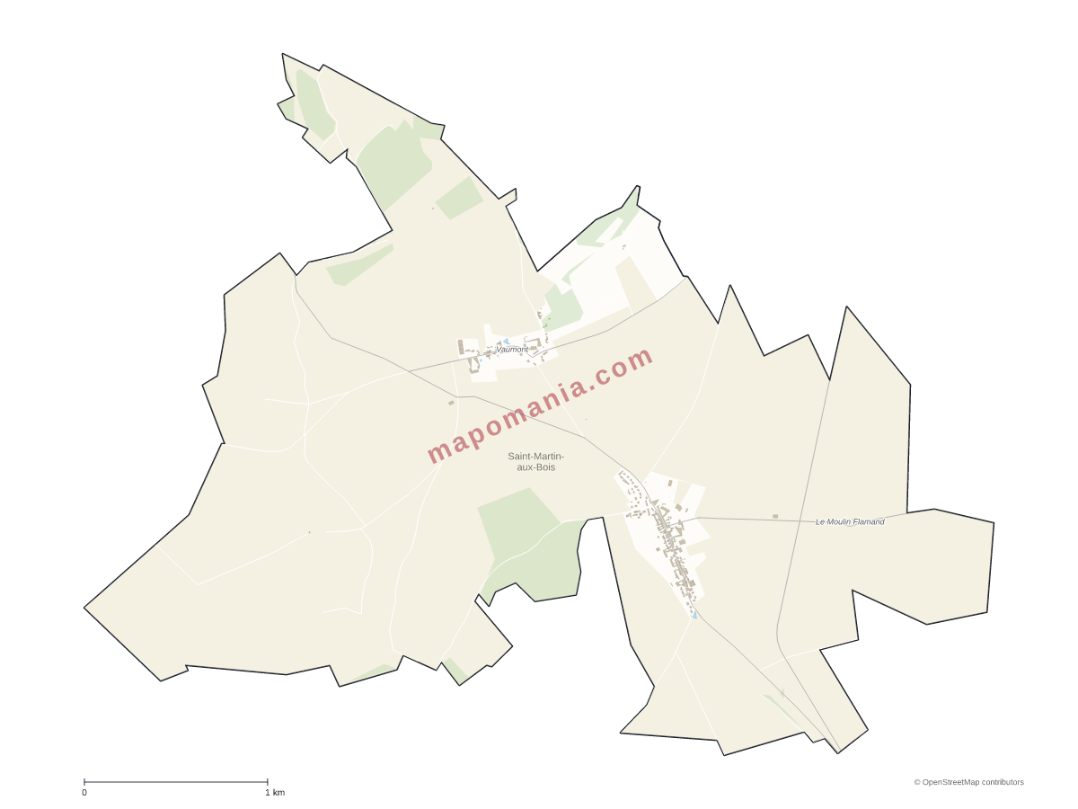 Carte de Saint-Martin-aux-Bois à personnaliser